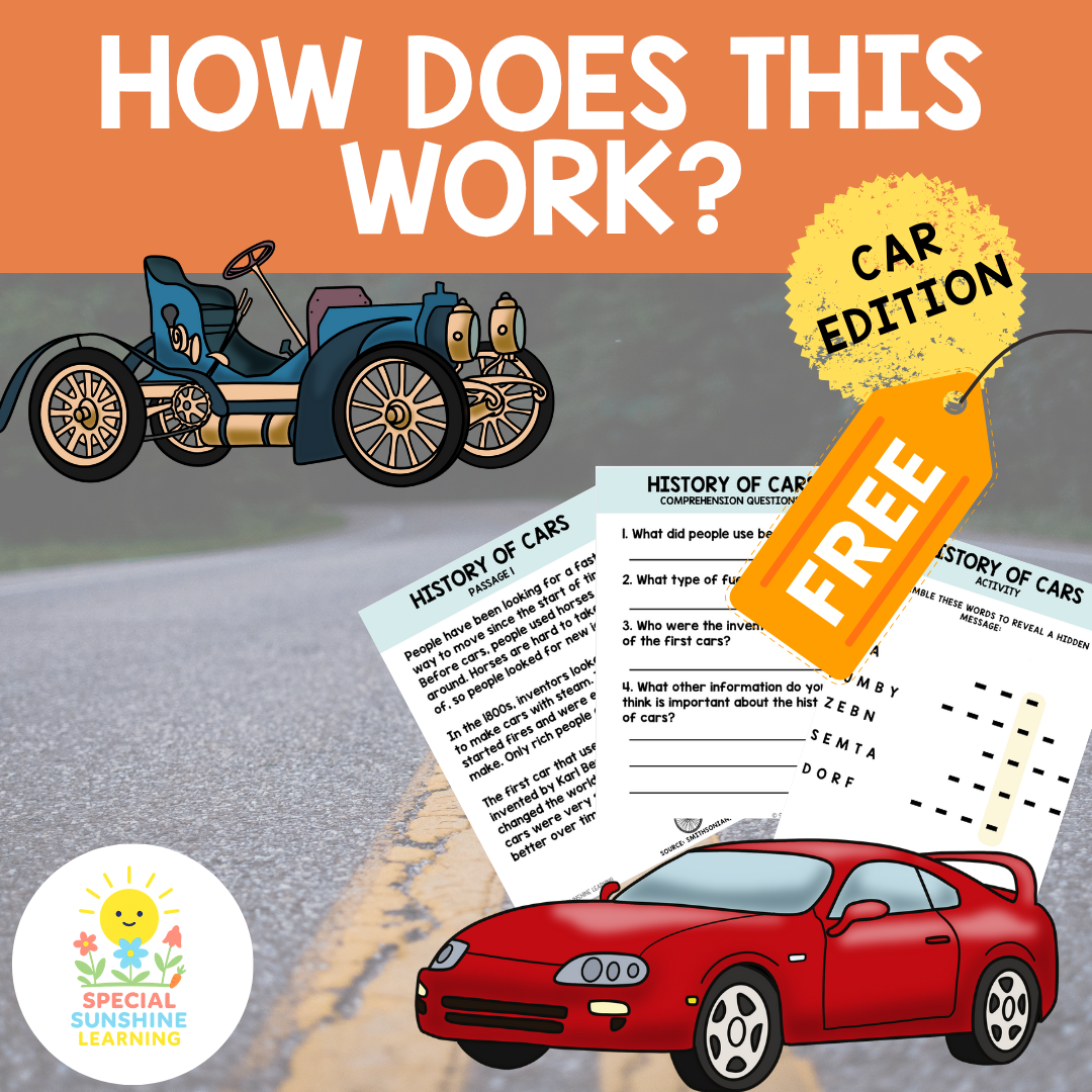 "Car Mechanics" Reading Passages & STEM Comprehension Activities FREEBIE