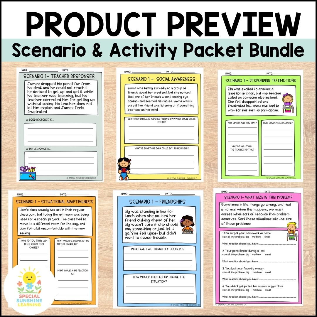 School-Based Social-Emotional Skills: Activities & Scenarios | FREEBIE