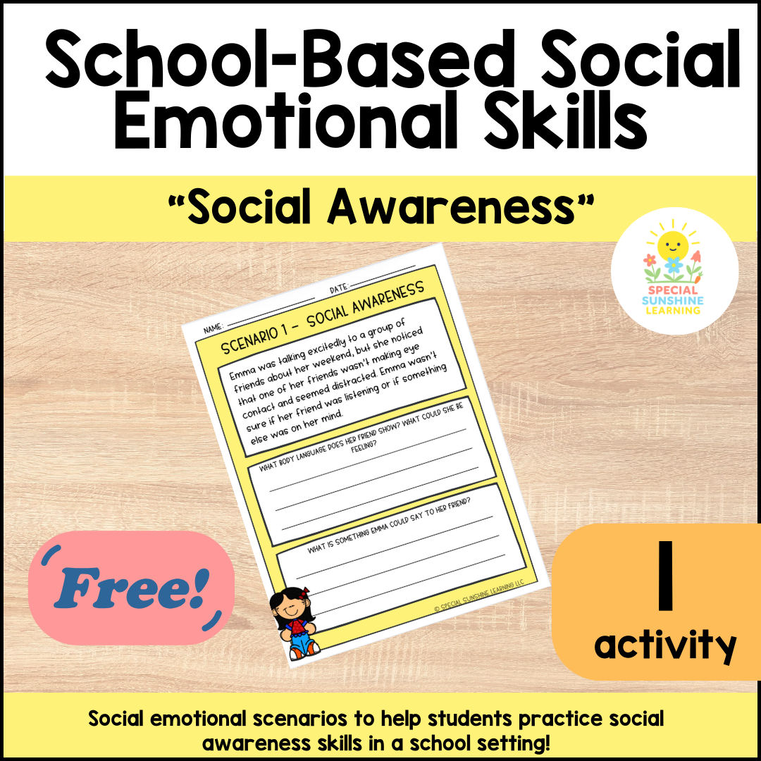 School-Based Social-Emotional Skills "Social Awareness" FREEBIE