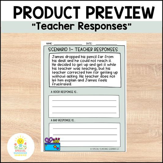 School-Based Social-Emotional Skills "Teacher Responses" FREEBIE
