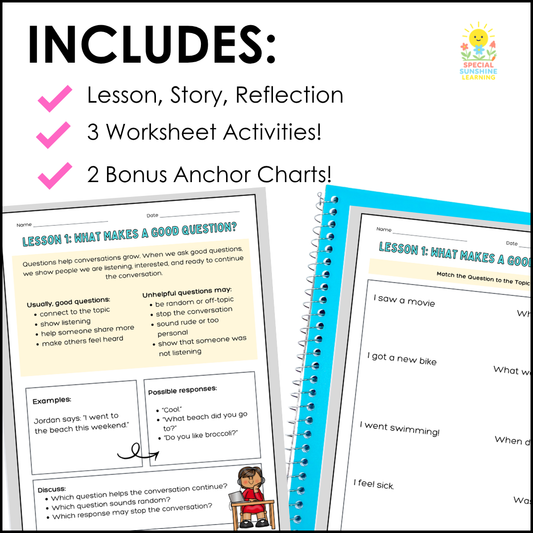 What Makes a Good Question? | Social Skills Lesson & Conversation Activities