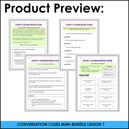 Listening Before Asking | Conversation Clues Lesson 1 | Social Skills Activity