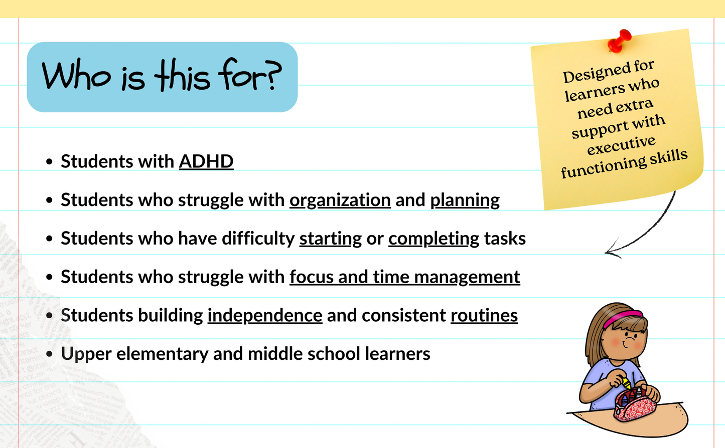 Executive Functioning Skills Workbook: 24-Week Activities & Real-Life Learning Scenarios for Grades 3–7 (ADHD, Autism & Beyond)