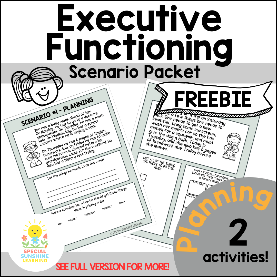 Executive Functioning Skills "Planning" Scenarios & Activities FREEBIE