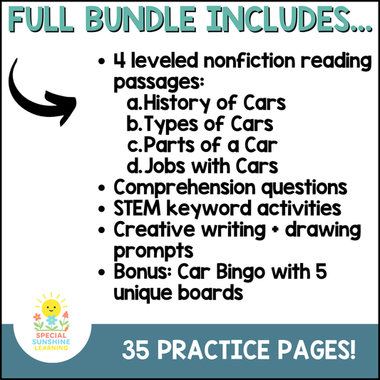 "Car Mechanics" Reading Passages & STEM Comprehension Activities FREEBIE