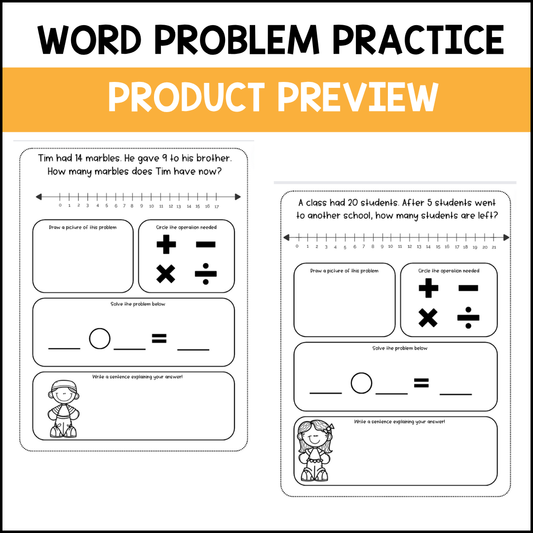 Word Problem Practice Scaffolded (Add & Subtract within 20)