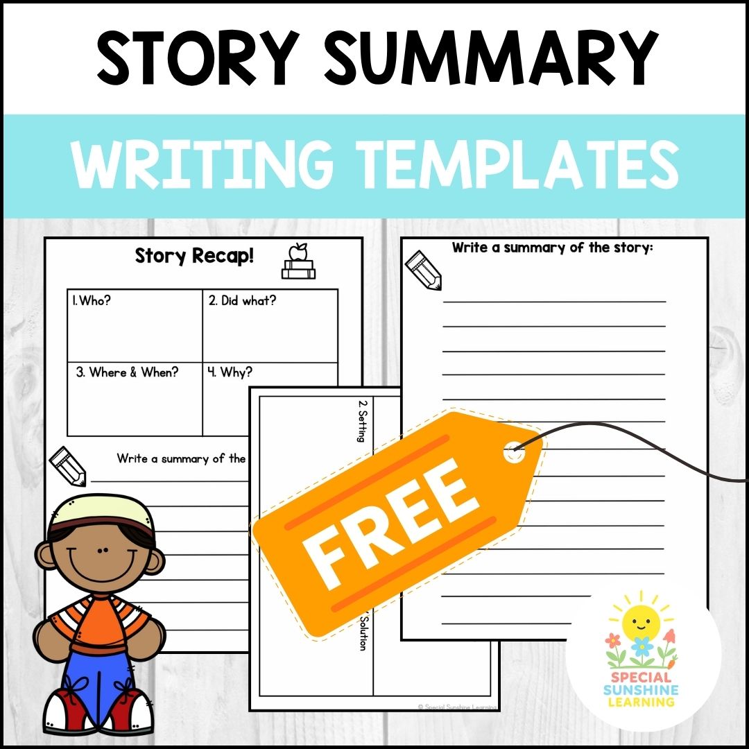 Story Summary Writing Templates | Graphic Organizers W Questions FREEBIE