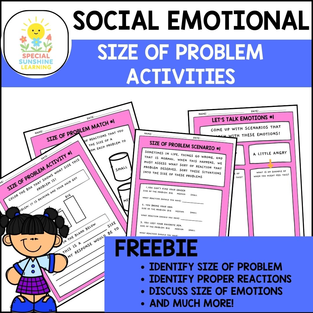 SEL: 'Size of Problem' Social Emotional Activities FREEBIE