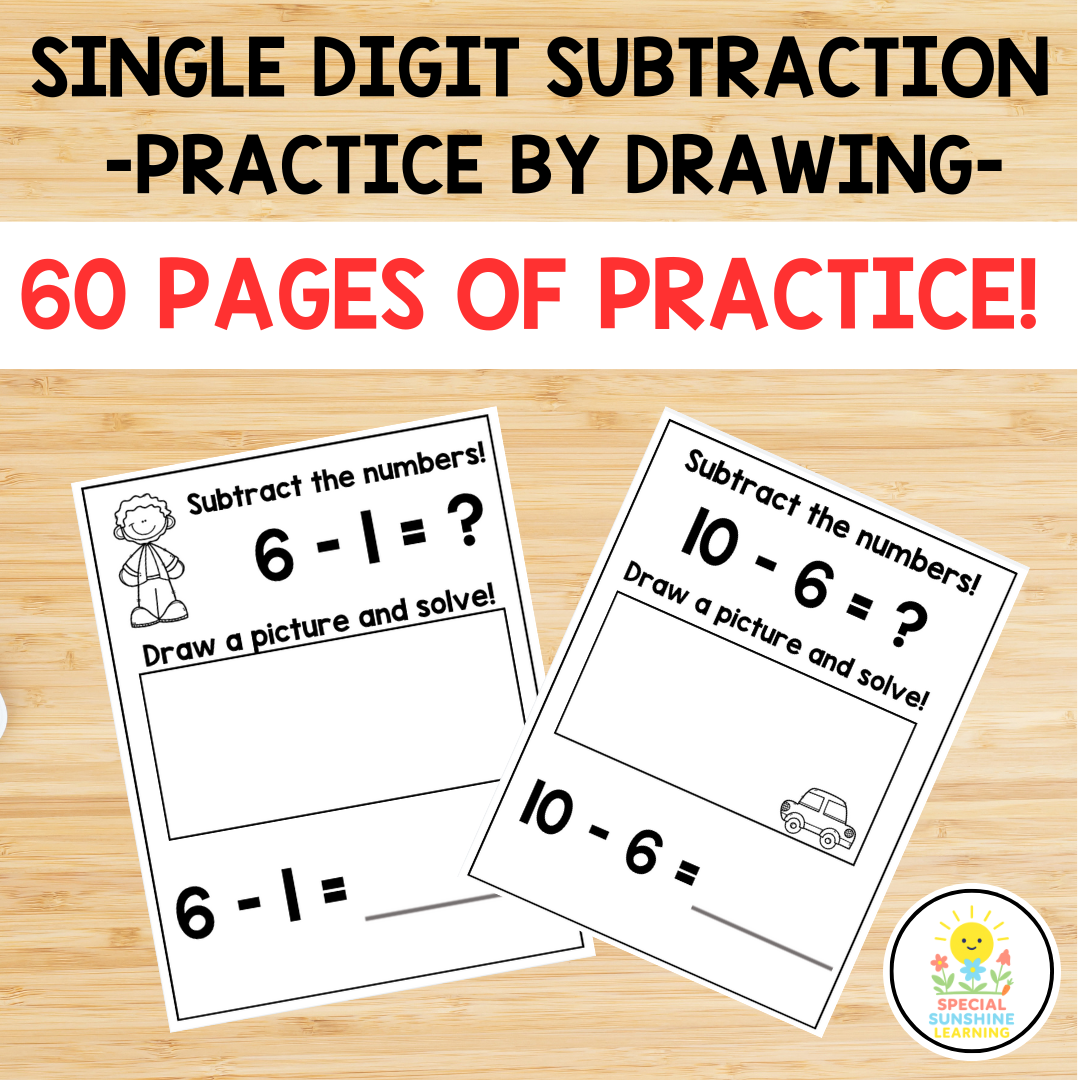 Single Digit Subtraction – Practice by Drawing | Hands-On Math | K–2 FREEBIE