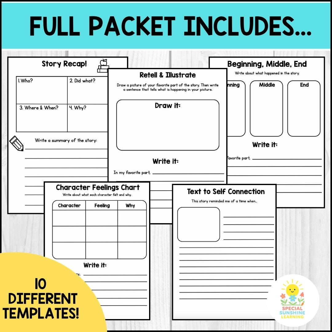 Story Summary Writing Templates | Graphic Organizers W Questions FREEBIE