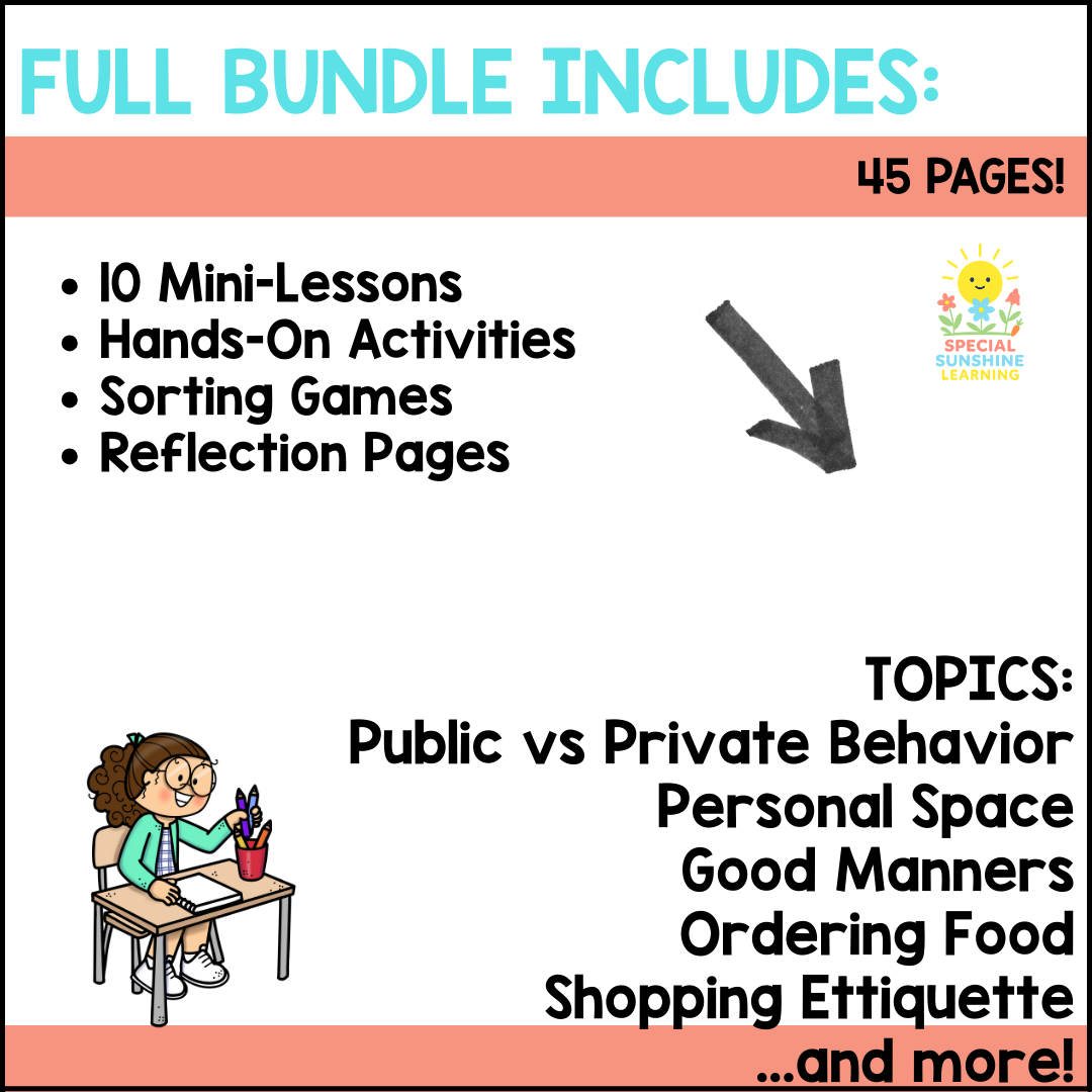 Invisible Rules in Public FREEBIE | Social Skills Lesson + Activities