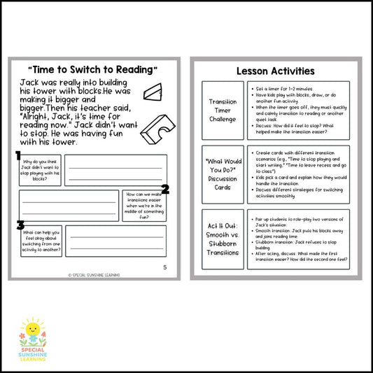 "Starting a New Activity" – Managing Change Social Stories & SEL Lessons FREEBIE