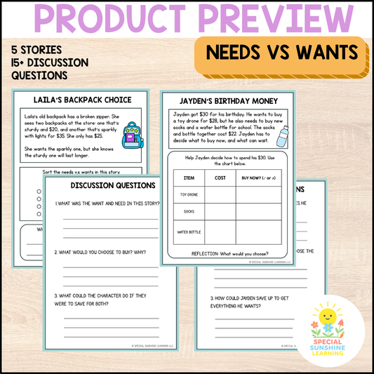 "Needs vs. Wants" | Budgeting & Smart Money Choices Packet | Grades 3–6