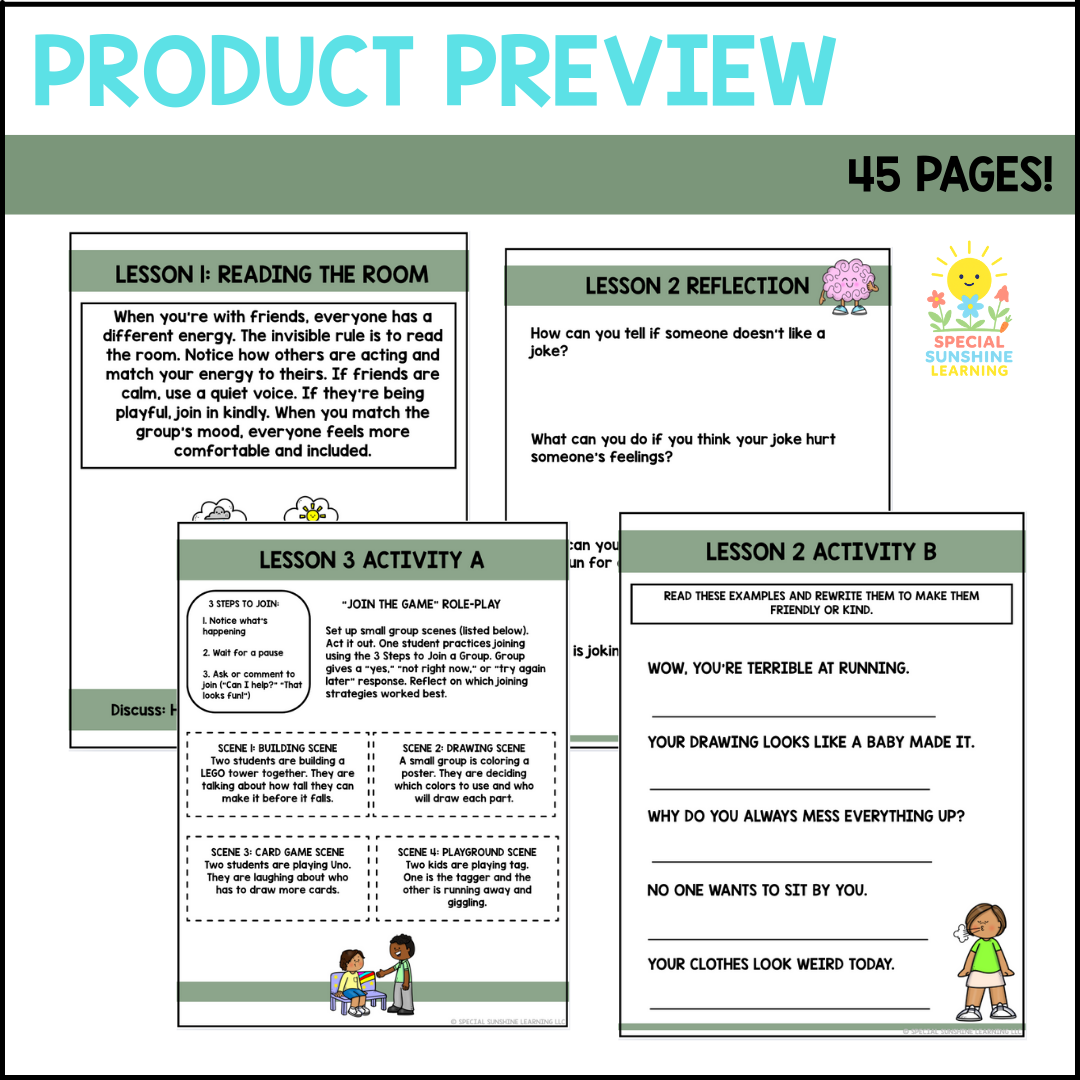 Invisible Rules of Friendship FREEBIE | Social Skills Lessons + Activities