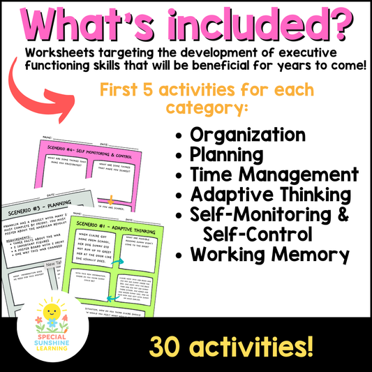 Executive Functioning Skills: Scenarios & Activities Packet - FREEBIE