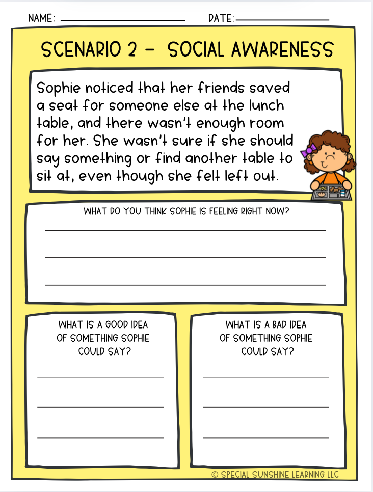 School-Based Social Emotional Skills "Social Awareness" Activities