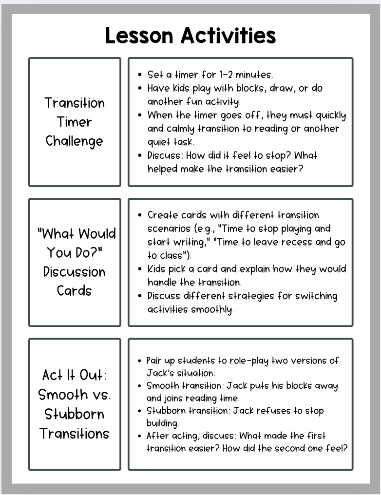 Managing Transitions & Change – Social Stories and SEL Lessons Bundle | 10+ WEEKS!