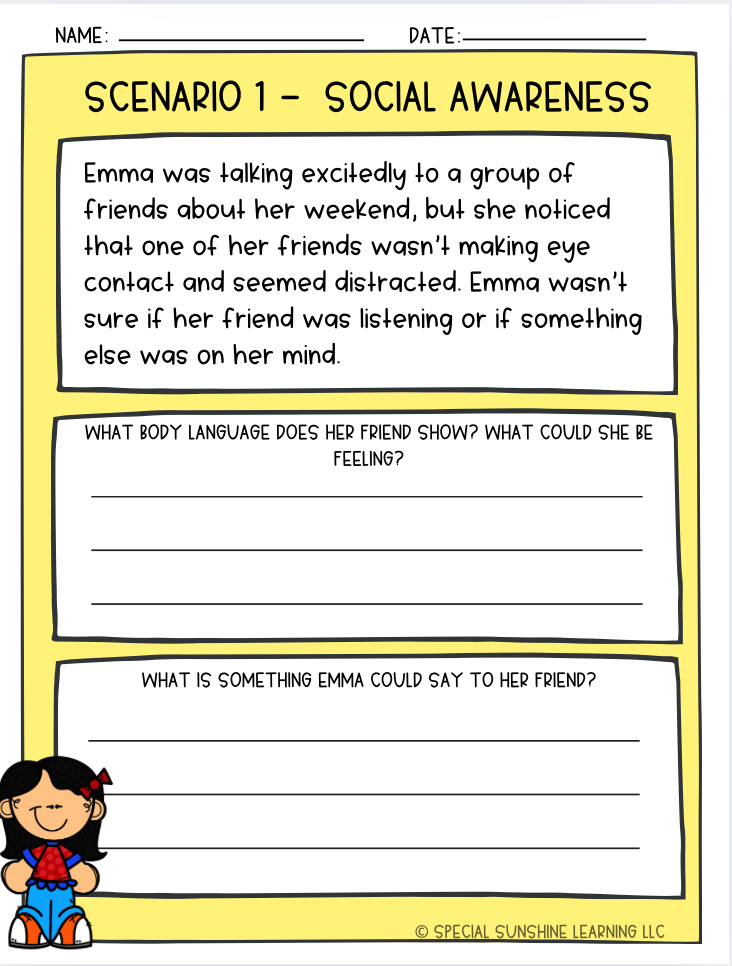 School-Based Social Emotional Skills "Social Awareness" Activities