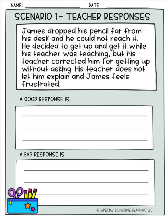 School-Based Social Emotional Skills "Teacher Responses" Activities