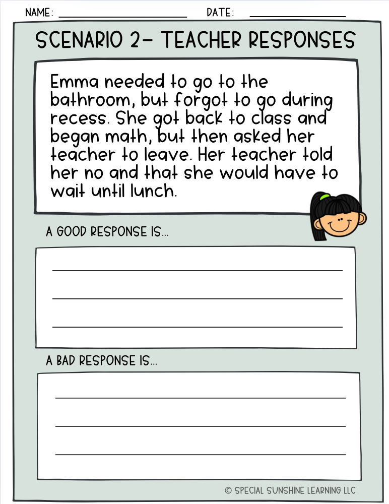 School-Based Social Emotional Skills "Teacher Responses" Activities