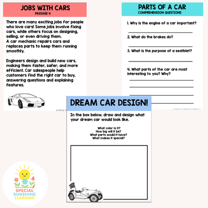 Car Mechanics Reading Passages & STEM Comprehension Activities