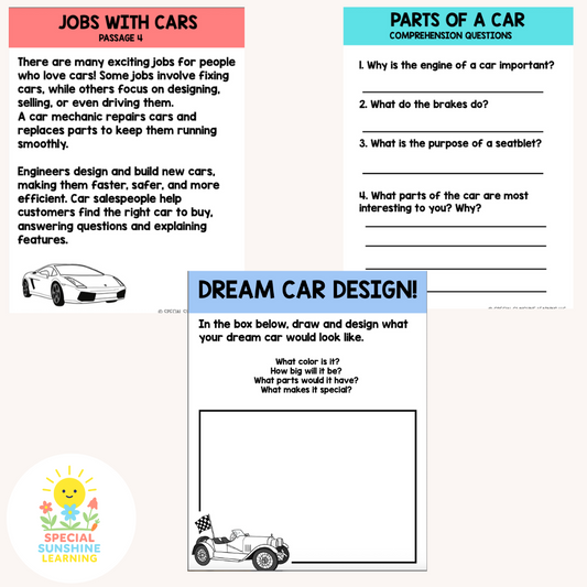 Car Mechanics Reading Passages & STEM Comprehension Activities