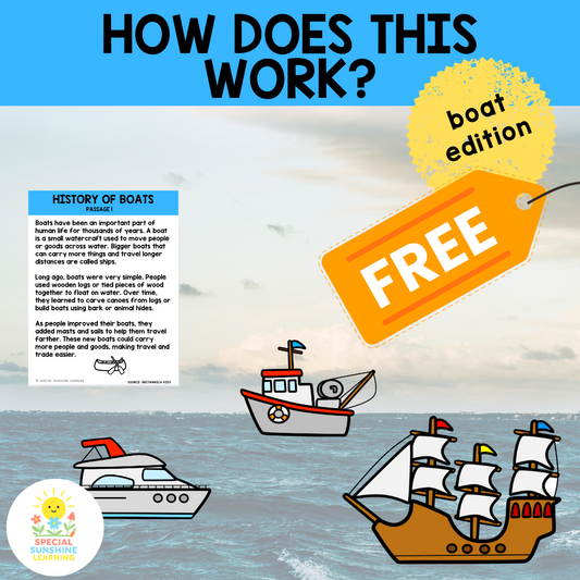 "Boat Mechanics" Reading Passages & STEM Comprehension Activities FREEBIE