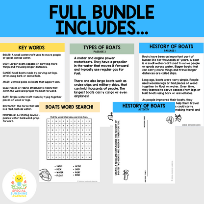 "Boat Mechanics" Reading Passages & STEM Comprehension Activities FREEBIE