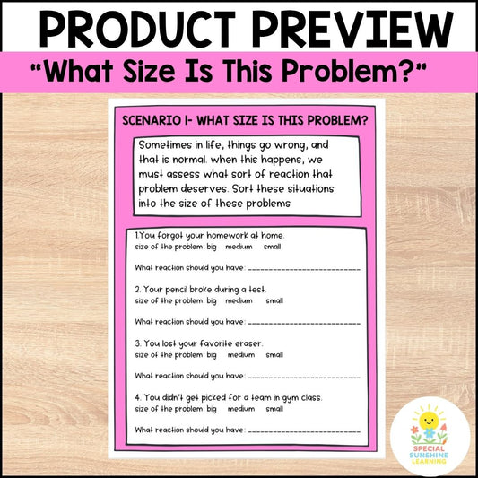 School-Based Social-Emotional Skills "What Size is this Problem?" FREEBIE