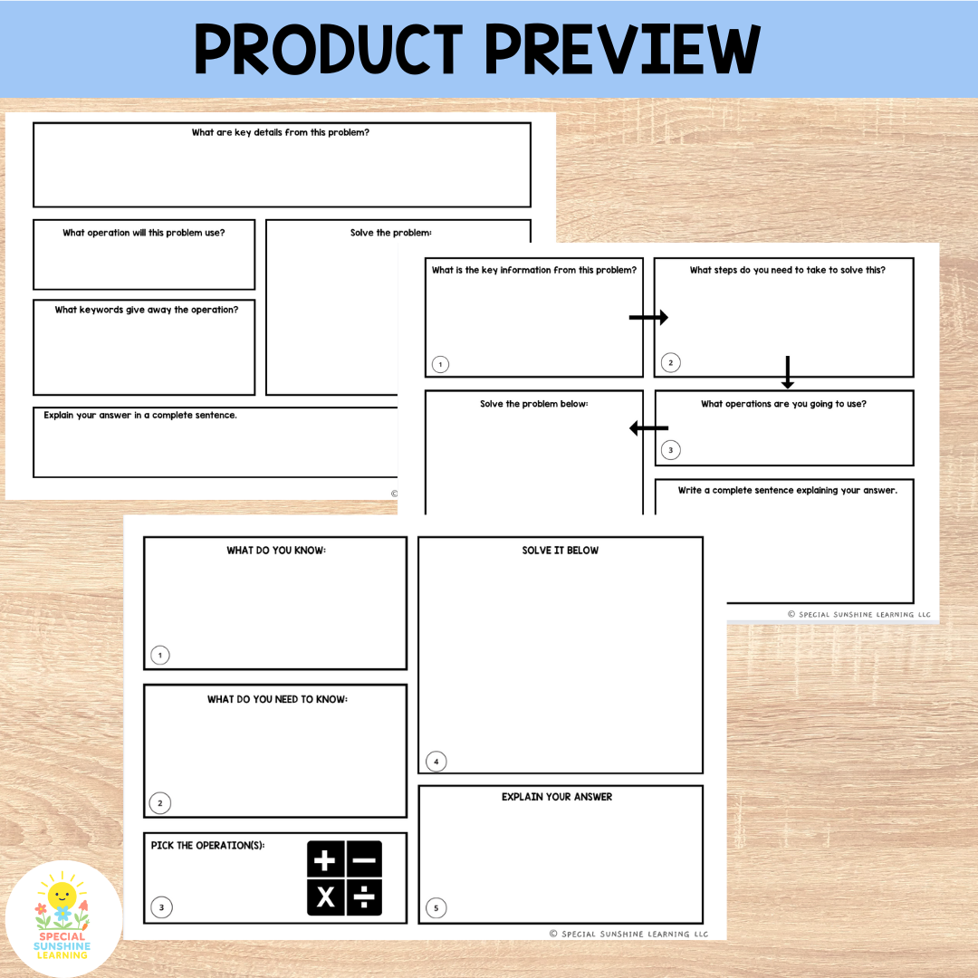 Problem Solving Question Template Multi-Step Word Problem Templates | Grades 3–5 | Math Problem Solving ...