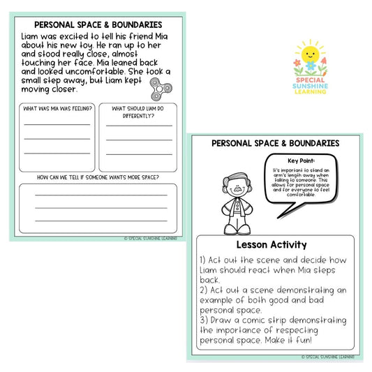 Social Skills Story & Activities: Personal Space and Boundaries