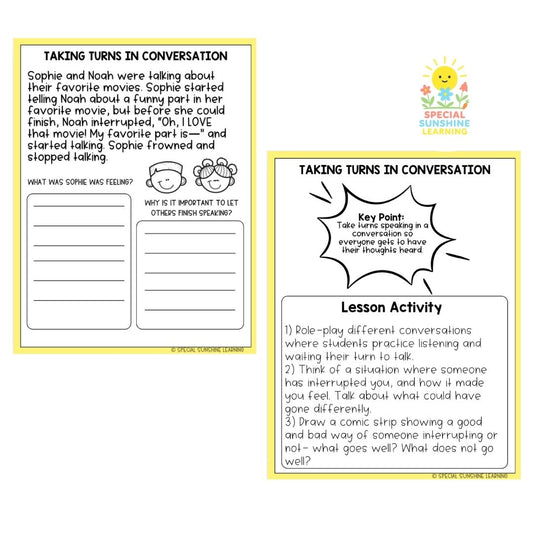 Social Skills Story & Activities: Conversation & Communication