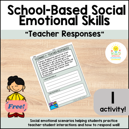 School-Based Social-Emotional Skills "Teacher Responses" FREEBIE