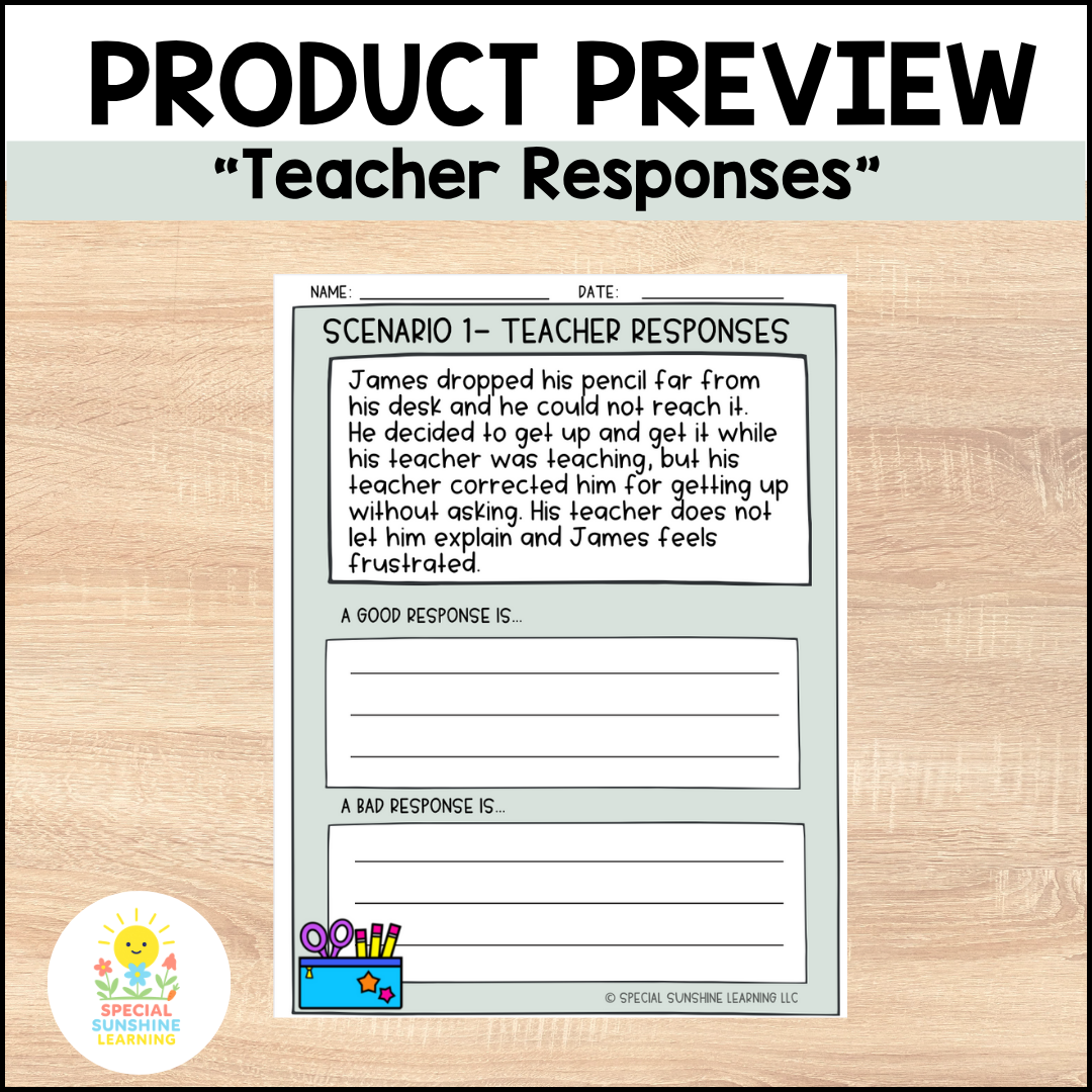 School-Based Social-Emotional Skills "Teacher Responses" FREEBIE