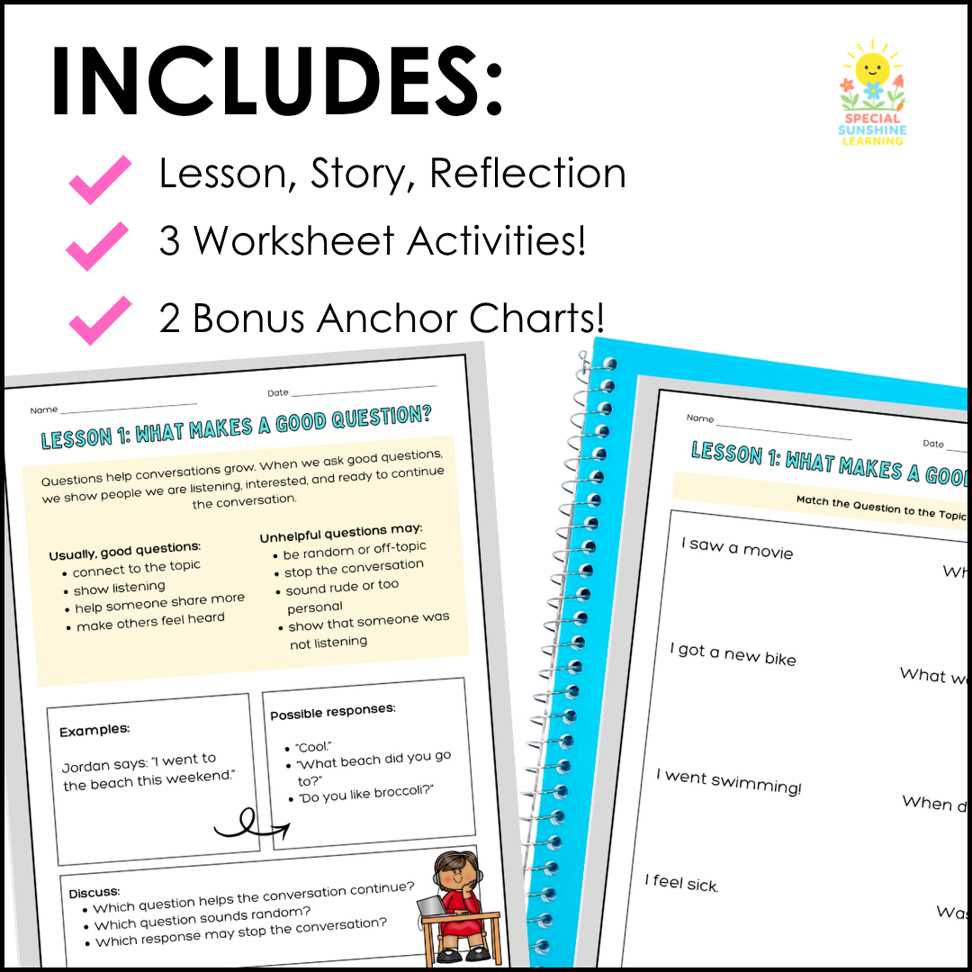 What Makes a Good Question? | Social Skills Lesson & Conversation Activities