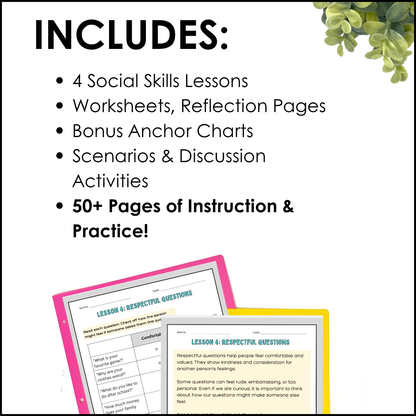 Strong vs Weak Questions BUNDLE | Social Skills Lesson & Conversation Activities