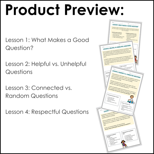 Strong vs Weak Questions BUNDLE | Social Skills Lesson & Conversation Activities