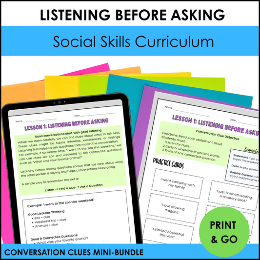 Listening Before Asking | Conversation Clues Lesson 1 | Social Skills Activity