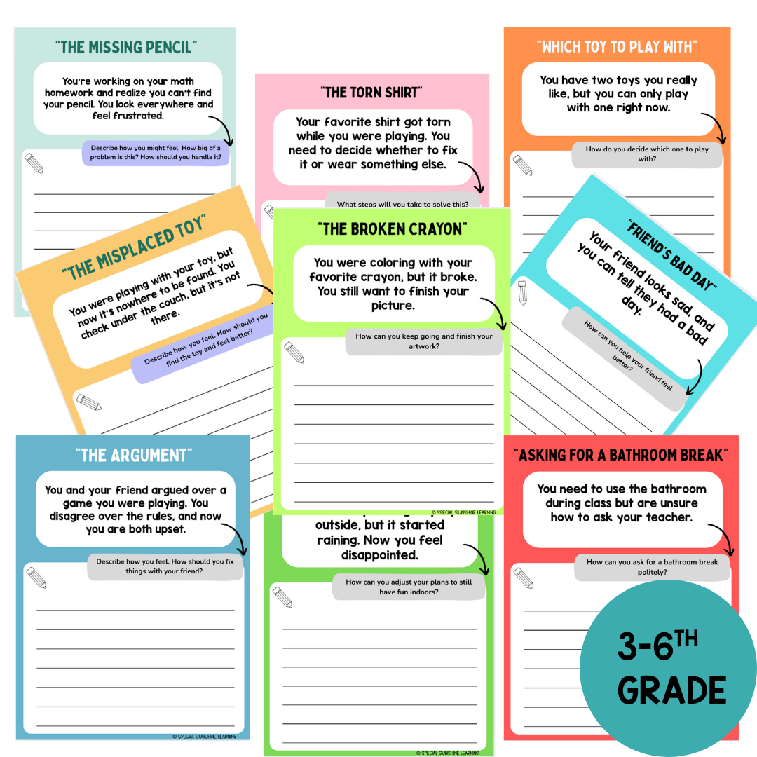 Story-Based SEL Writing Prompts for Grades 3-6th FREEBIE | SEL & Problem Solving