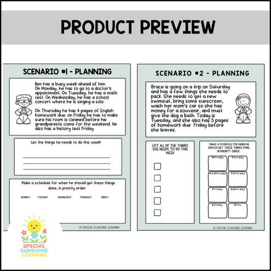 Executive Functioning Skills "Planning" Scenarios & Activities FREEBIE
