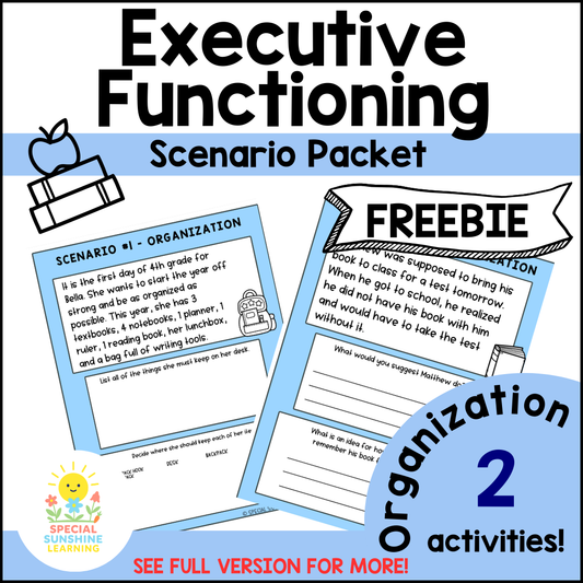 Executive Functioning Skills "Organization" Scenarios & Activities FREEBIE