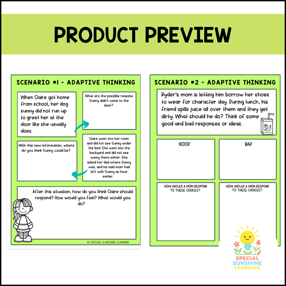 Executive Functioning Skills "Adaptive Thinking" Scenarios & Activities FREEBIE
