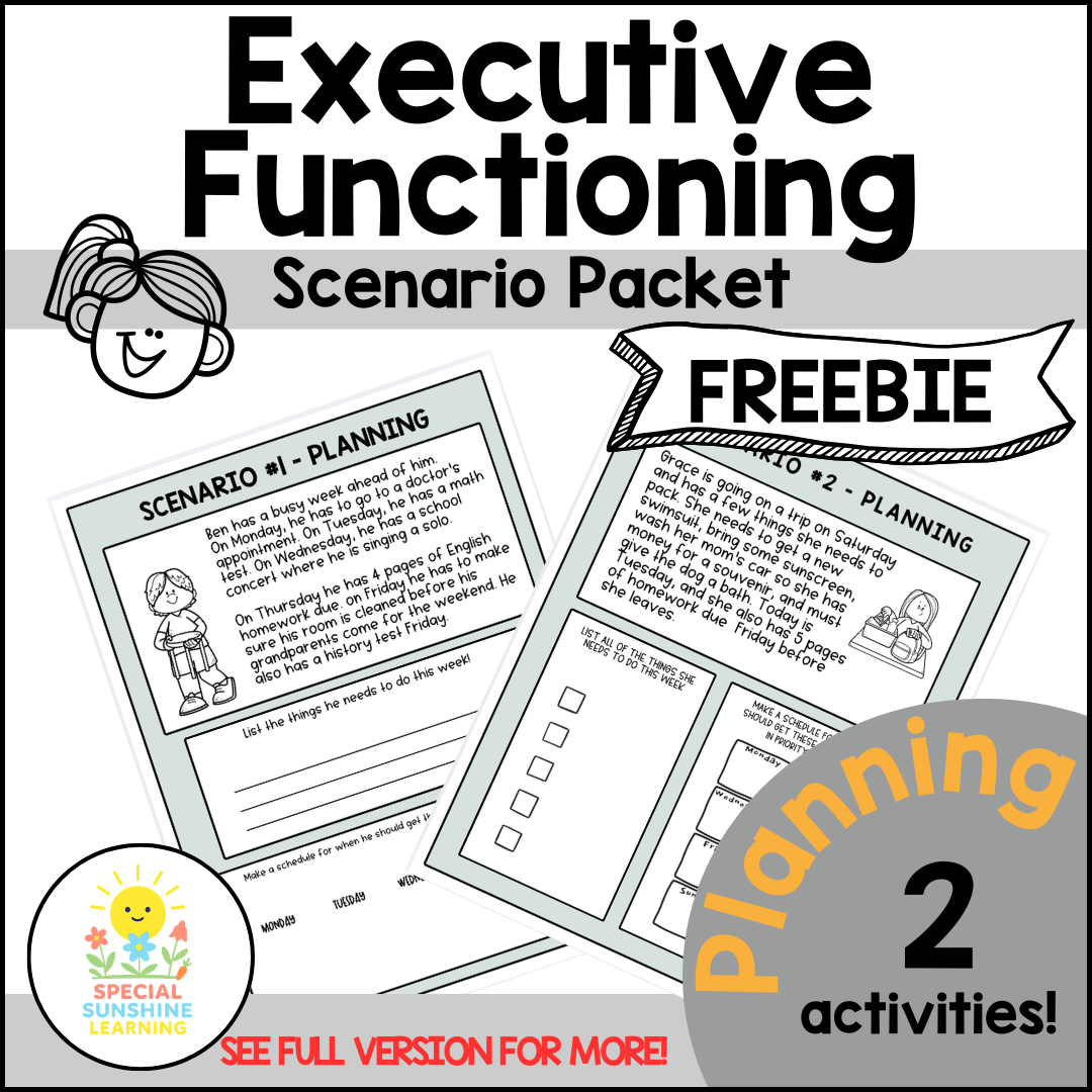 Executive Functioning Skills "Planning" Scenarios & Activities FREEBIE