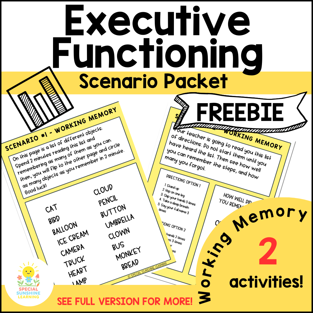 Executive Functioning Skills "Working Memory" Scenarios & Activities FREEBIE