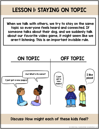 Invisible Rules of Conversation | Social Skills Lessons + Activities