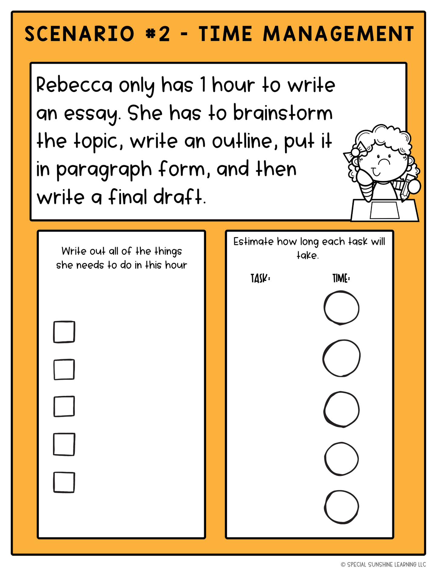 Executive Functioning Skills: "Time Management" Scenarios & Activities