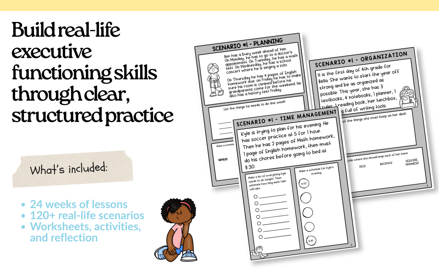 Executive Functioning Skills Workbook: 24-Week Activities & Real-Life Learning Scenarios for Grades 3–7 (ADHD, Autism & Beyond)