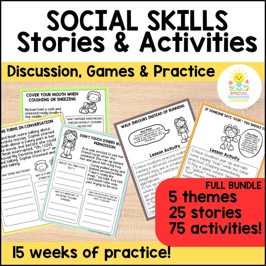 Social Skills: Stories and Activities | 15 WEEK PACK BUNDLE