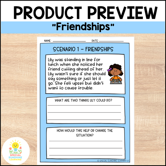 School-Based Social Emotional Skills "Friendships" FREEBIE