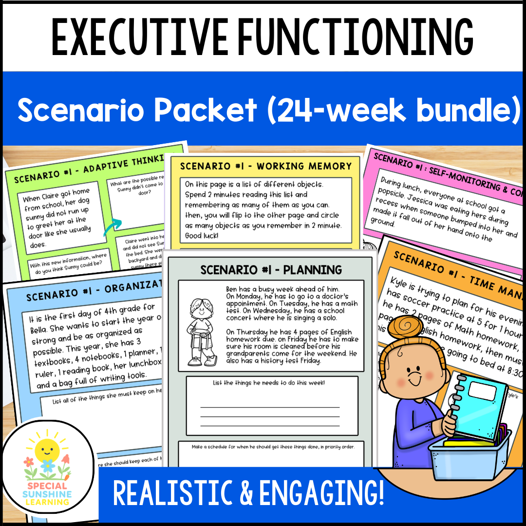 PAPERBACK Executive Functioning Skills Workbook: 24-Week Activities & Real-Life Learning Scenarios for Grades 3–7 (ADHD, Autism & Beyond)